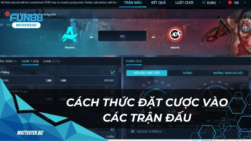 TF E-sport Fun88: Sân chơi cá cược cho các giải đấu hàng đầu 4 Cách thức đặt cược vào các trận đấu tại sảnh TF E-sport Fun88