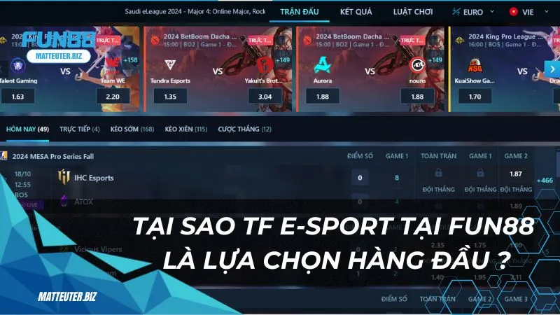 TF E-sport Fun88: Sân chơi cá cược cho các giải đấu hàng đầu 1 Tại sao TF E-sport tại Fun88 là lựa chọn hàng đầu cho người chơi ?